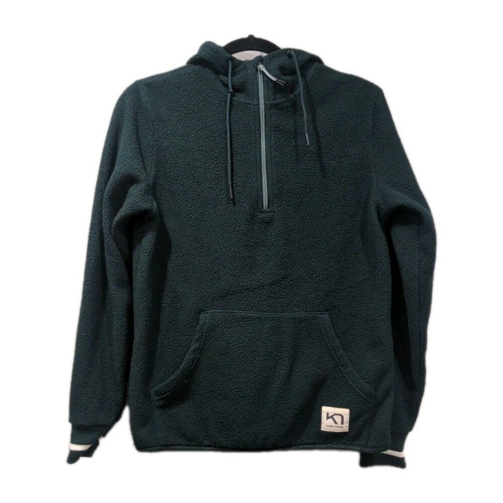 Kari Traa Womens 1/2 Zip Pullover Hooded Fleece Sweatshirt Size S Green Athletic